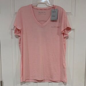 Ariat Women's Light Pink V-Neck Tee - Has a small stain